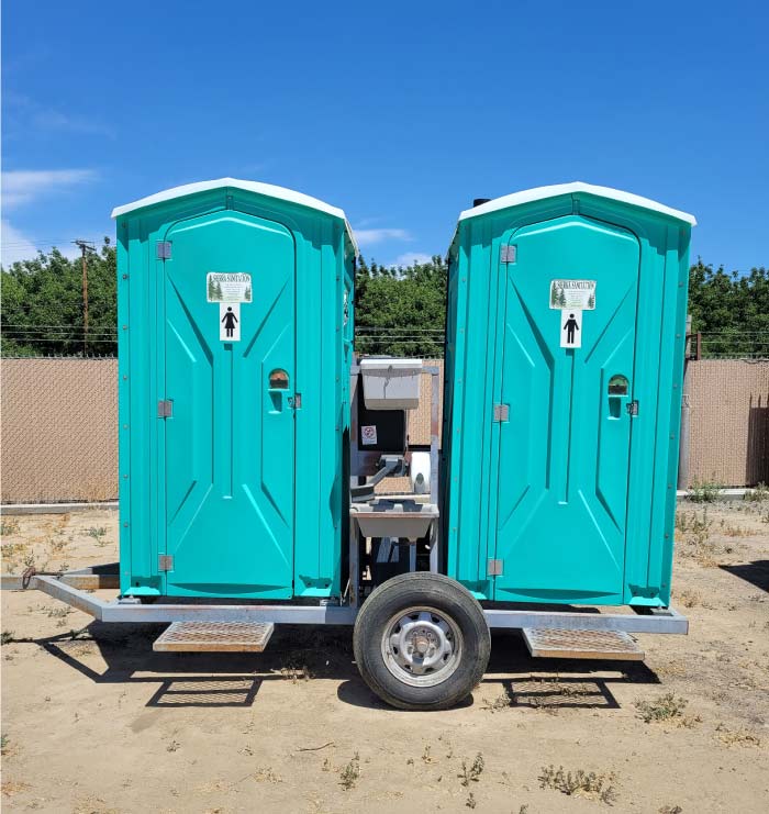 double mounted portable toilet rental in visalia ca